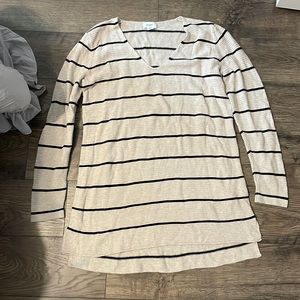 Tan with black stripes; Women’s knit sweater